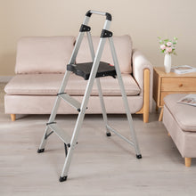Load image into Gallery viewer, Topfun New Topfun Folding 3 Step Ladder, Safety Lock Design, Sturdy Steel Ladder with Convenient Handgrip and Anti-Slip Wide Pedal, 300lbs Capacity, Portable Foldable Step Stool (3-Step)