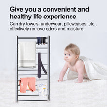 Load image into Gallery viewer, Sikobin Electrically heated towel rails Stainless Steel Towel Warmer with Timer, Wall Mounted Heated Drying Rack, Built-in Timer, with LED Indicators, Pluggable or Hardwired to Save Space in Home Bathrooms