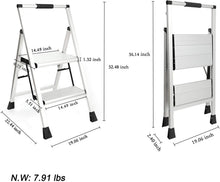Load image into Gallery viewer, Topfun 2 Step Ladder, Lightweight Aluminum Folding Step Stool, Non-Slip Wide Platform, 225lbs Capacity, Fully Assembled Multi-Use for Household Office Ultra-Light Sturdy Two-Step Ladder