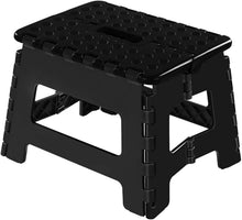 Load image into Gallery viewer, Topfun Folding Step Stool, 11 inch Non-Slip Footstool for Adults or Kids, Sturdy Safe Enough, Holds up to 300 Lb, Foldable Step Stools Storage/Open Easy, for Kitchen,Toilet,Office,RV (Black, 11inch)