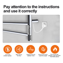 Load image into Gallery viewer, Sikobin Electrically heated towel rails Stainless Steel Towel Warmer with Timer, Wall Mounted Heated Drying Rack, Built-in Timer, with LED Indicators, Pluggable or Hardwired to Save Space in Home Bathrooms