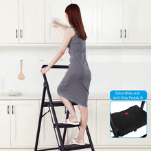 Load image into Gallery viewer, Topfun Folding 2 Step Ladder, Safety Lock Design, Sturdy Steel Ladder with Convenient Handgrip and Anti-Slip Wide Pedal, 300lbs Capacity, Portable Foldable Step Stool (3-Step)