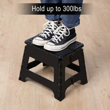 Load image into Gallery viewer, Topfun Folding Step Stool, 11 inch Non-Slip Footstool for Adults or Kids, Sturdy Safe Enough, Holds up to 300 Lb, Foldable Step Stools Storage/Open Easy, for Kitchen,Toilet,Office,RV (Black, 11inch)