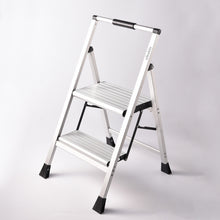 Load image into Gallery viewer, Sikobin 2-Step Step Stool with Handle | Non-Slip Rubber Feet | Wide Treads | Lightweight Sturdy Metal Step Stool for Home and Garage - 300 lb Capacity (Steel)