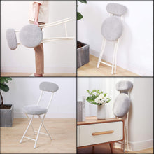 Load image into Gallery viewer, Topfun Folding Chair, 17 inch Lightweight Metal and Resilience Sponge Pad Round Stools, 300lb Capacity, Foldable Fabric Chair for Dorm, Rec Room, with Washable Cloth Cover (Grey, with Backrest)
