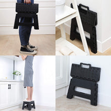 Load image into Gallery viewer, Topfun Folding Step Stool, 9 inch Non-Slip Footstool for Adults or Kids, Sturdy Safe Enough, Holds up to 300 Lb, Foldable Step Stools Storage/Open Easy, for Kitchen,Toilet,Office,RV (Black, 9inch)
